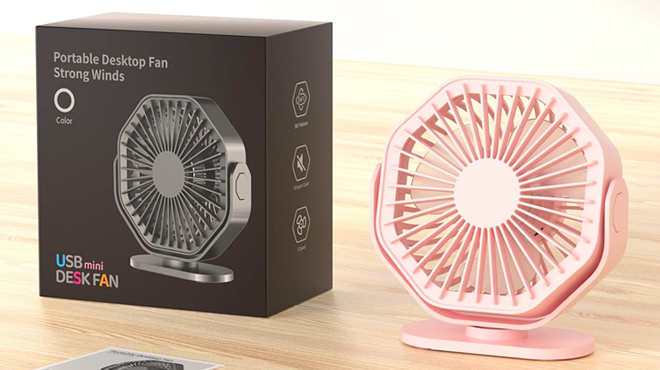 Lerat Portable USB Desk Fan Pink Lerat Portable USB Desk Fan Pink