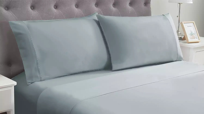 Modern Threads Solid Twin Sheet Set in Blue Mist Color Modern Threads Solid Twin Sheet Set in Blue Mist Color