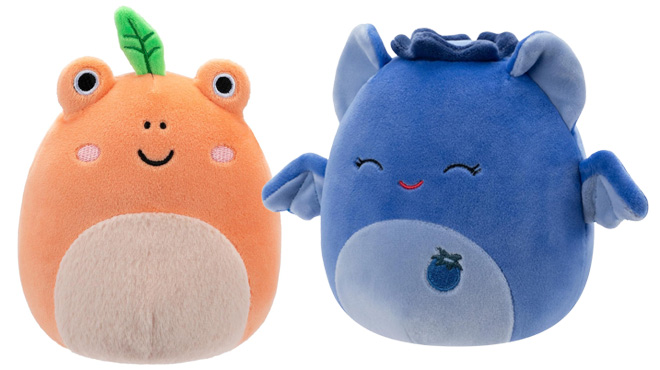 Squishmallows 5 Inch Fatima Peach Frog and Bessie Blueberry Bat Plushes Squishmallows 5 Inch Fatima Peach Frog and Bessie Blueberry Bat Plushes