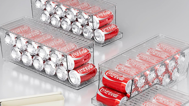 Stackable Soda Can Organizer with Lids 4 Pack Stackable Soda Can Organizer with Lids 4 Pack