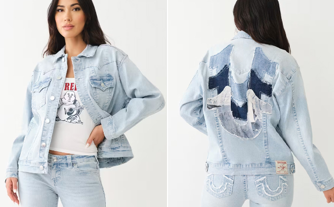 True Religion Jimmy Stacked Logo Denim Jacket True Religion Jimmy Stacked Logo Denim Jacket
