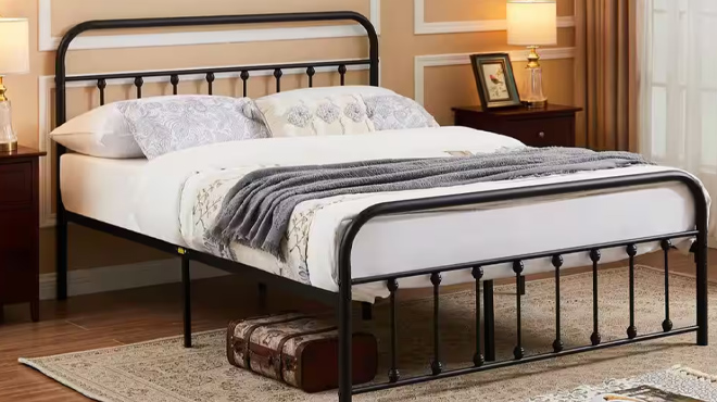 Vecelo Queen Bed Frame with Headboard Vecelo Queen Bed Frame with Headboard