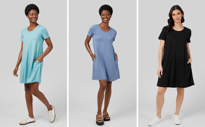 WOMENS SOFT KNIT POCKET DRESS