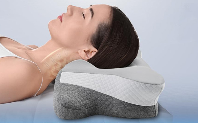 a Person Using Cervical Neck Pillow