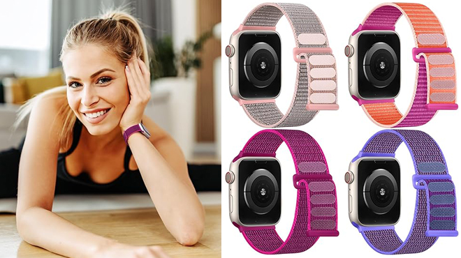 A Person Wearing Apple Watch and Apple Watch Nylon Sport Bands A Person Wearing Apple Watch and Apple Watch Nylon Sport Bands