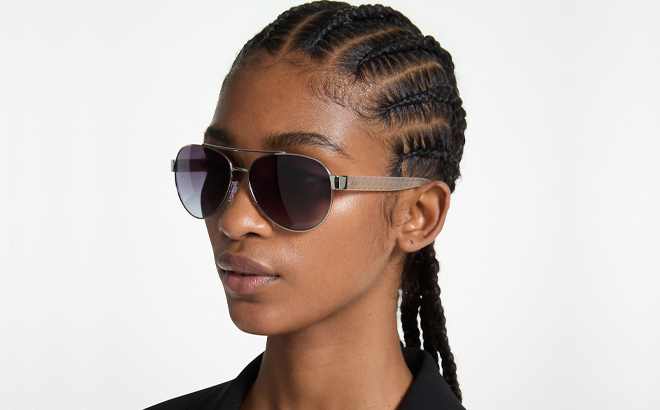 A Woman Wearing Michael Kors Blair I Sunglasses A Woman Wearing Michael Kors Blair I Sunglasses