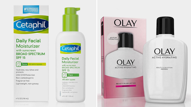 Cetaphil Daily Facial Moisturizer and Olay Active Hydrating Beauty Fluid Cetaphil Daily Facial Moisturizer and Olay Active Hydrating Beauty Fluid