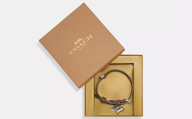 Coach Outlet Boxed Small Pet Collar In Signature Canvas Coach Outlet Boxed Small Pet Collar In Signature Canvas