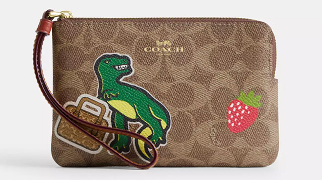 Coach Outlet Corner Zip Wristlet In Signature Canvas With Sticker Print Coach Outlet Corner Zip Wristlet In Signature Canvas With Sticker Print