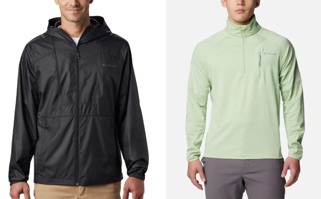 Columbia Mens Flashback Windbreaker and Stout Canyon Half Zip Pullover Columbia Mens Flashback Windbreaker and Stout Canyon Half Zip Pullover