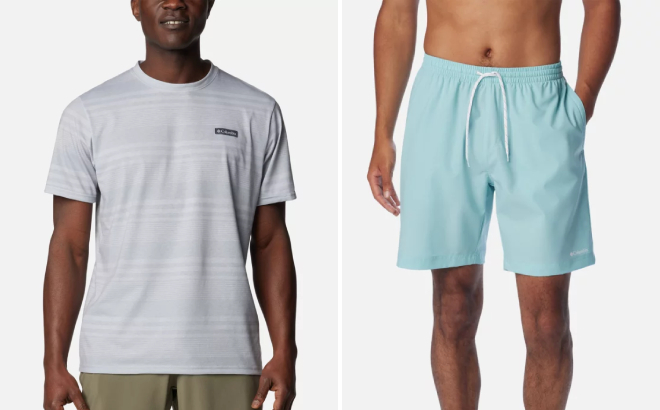 Columbia Mens Taku River Short Sleeve Shirt and Summertide Stretch Shorts Columbia Mens Taku River Short Sleeve Shirt and Summertide Stretch Shorts