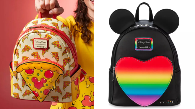 Disney Mickey Mouse Pizza and Disney Pride Loungefly Mini Backpack Disney Mickey Mouse Pizza and Disney Pride Loungefly Mini Backpack