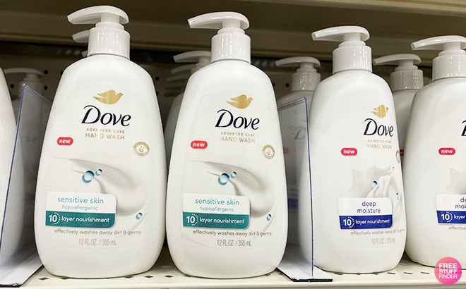 Dove Hand Washes on Shelf Dove Hand Washes on Shelf