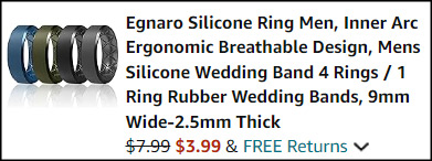 Egnaro Mens Silicone Ring 4 Pack Checkout