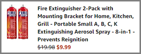 Fire Stop Fire Extinguishers 2 Pack with Coupon and Promo Code at Amazon Checkout