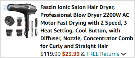 Ionic Hair Dryer Checkout