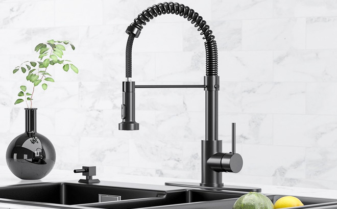 Kitchen Faucet with Pull Down Sprayer in Matte Black Finish Kitchen Faucet with Pull Down Sprayer in Matte Black Finish