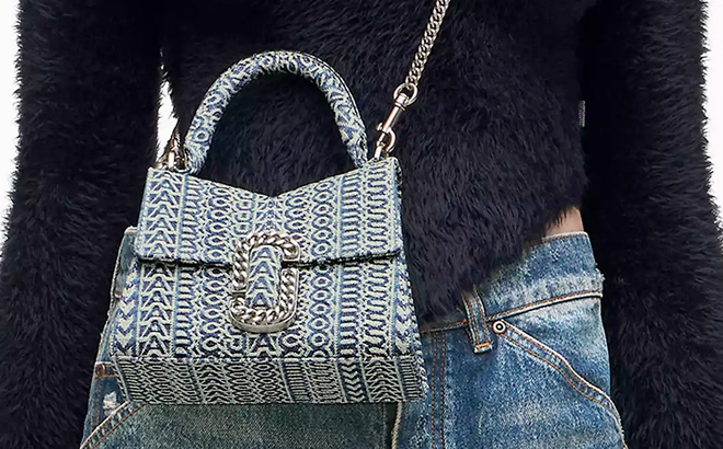 MARC JACOBS THE WASHED MONOGRAM DENIM ST MARC MINI TOP HANDLE MARC JACOBS THE WASHED MONOGRAM DENIM ST MARC MINI TOP HANDLE