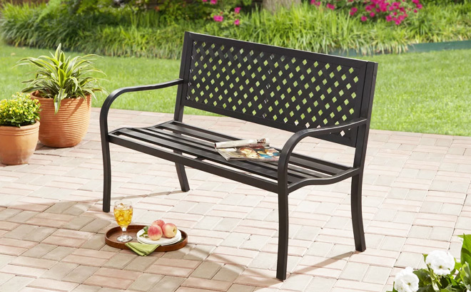 Mainstays High Back Steel Outdoor Bench Mainstays High Back Steel Outdoor Bench