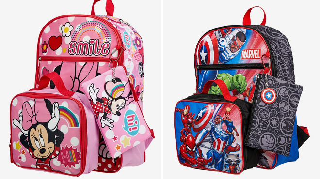 Minnie Mouse Girls and Avengers Boys 5 Piece Backpack Sets Minnie Mouse Girls and Avengers Boys 5 Piece Backpack Sets