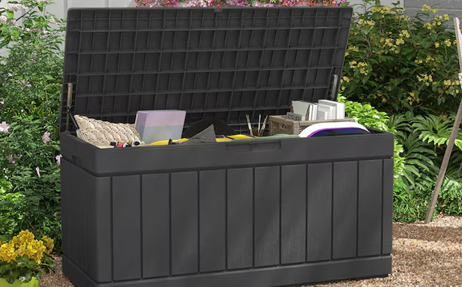 Patiowell 82 Gallons Black Plastic Deck Box Patiowell 82 Gallons Black Plastic Deck Box