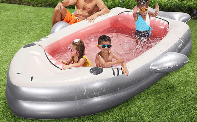 People playing in Funsicle 10 Feet Big Jaws Inflatable Pool People playing in Funsicle 10 Feet Big Jaws Inflatable Pool