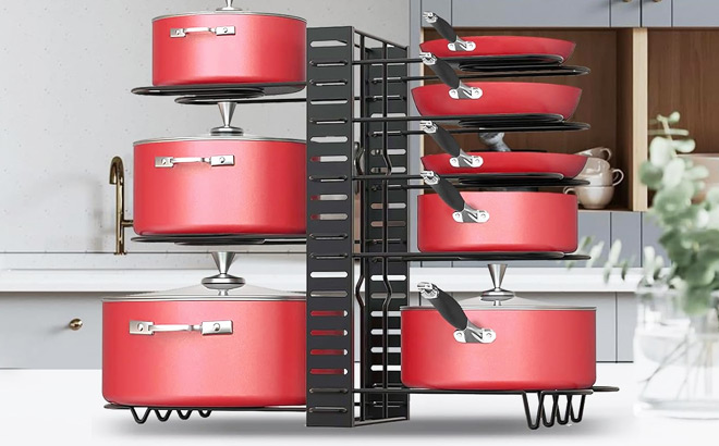 Podxco Pot Pan 8 Tier Adjustable Organizer Podxco Pot Pan 8 Tier Adjustable Organizer