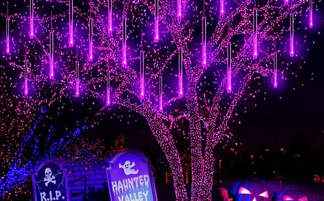 Purple Halloween Meteor Shower Lights Purple Halloween Meteor Shower Lights