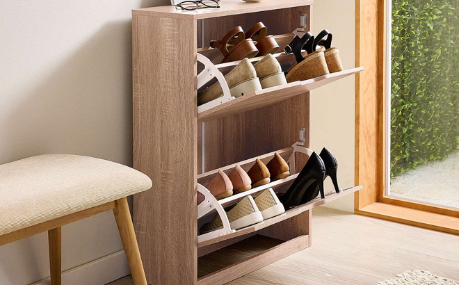 Sonoma Flip-Open Two-Drawer Shoe Cabinet