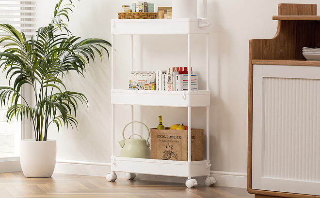 Spacekeeper Slim Rolling Storage Cart in the Room Spacekeeper Slim Rolling Storage Cart in the Room