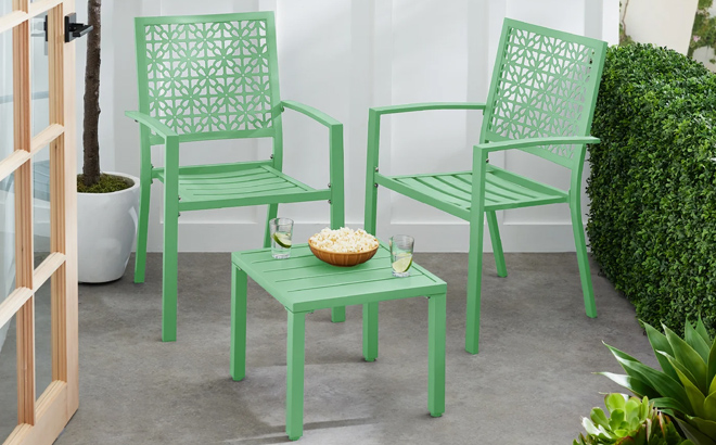 Stackable Steel Outdoor 3 Piece Bistro Set Stackable Steel Outdoor 3 Piece Bistro Set