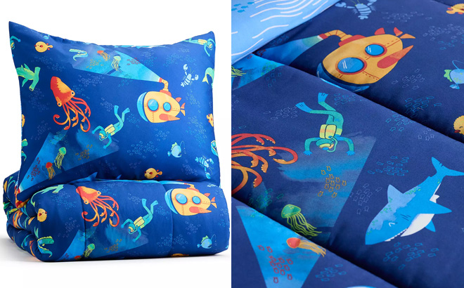 The Big One Kids Sonny Deep Sea Reversible Comforter Set with Shams The Big One Kids Sonny Deep Sea Reversible Comforter Set with Shams