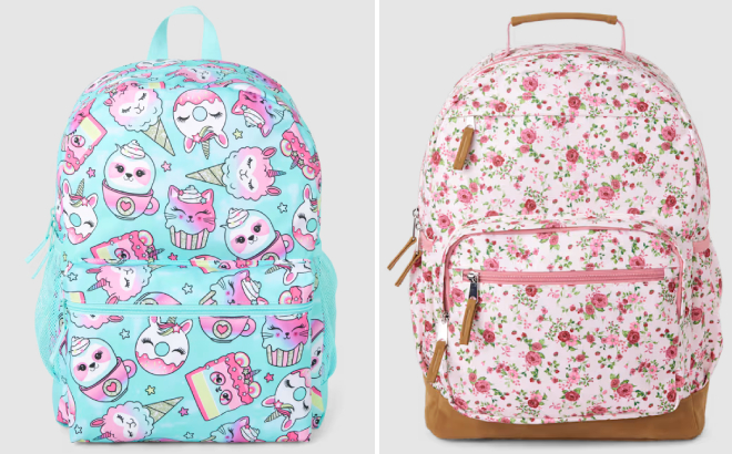 The Childrens Place Girls Dessert Backpack and Floral Backpack The Childrens Place Girls Dessert Backpack and Floral Backpack