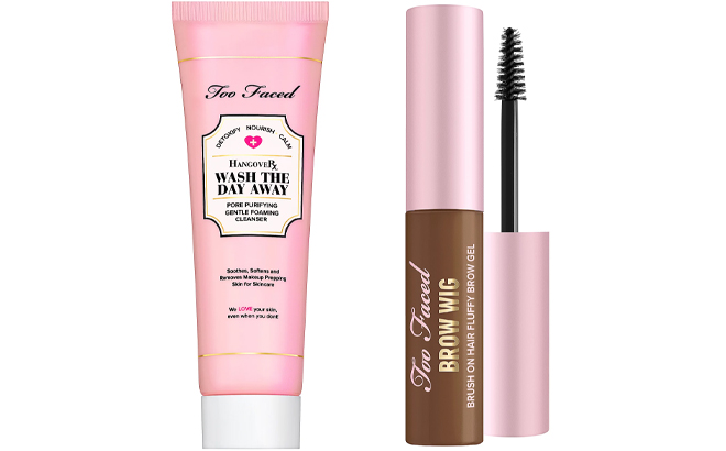 Too Faced Hangover Wash The Day Away Cleanser and Brow Wig Brush on Brow Gel Too Faced Hangover Wash The Day Away Cleanser and Brow Wig Brush on Brow Gel