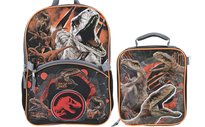 Universal Jurassic World Boys 17 Inch Laptop Backpack 2 Piece Set