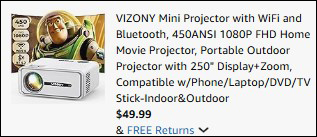 Vizony Mini Projector with WiFi and Bluetooth Vizony Mini Projector with WiFi and Bluetooth