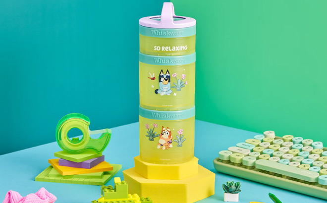 Whiskware Bluey Stackable Snack Containers on the Table Whiskware Bluey Stackable Snack Containers on the Table