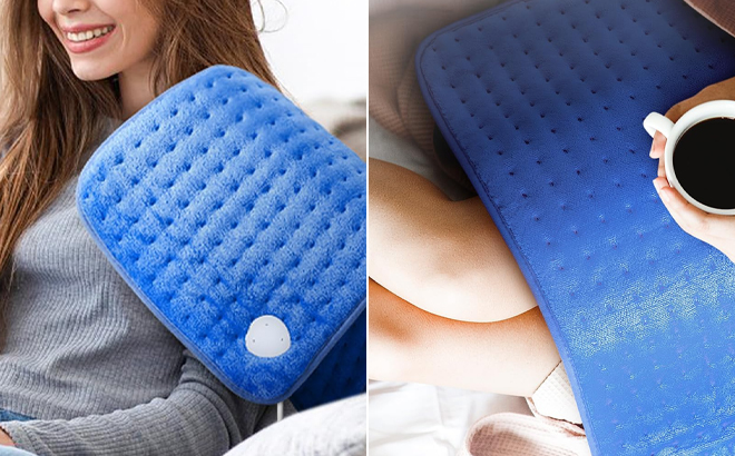 A Person Using Heating Pads on the Couch and Bed A Person Using Heating Pads on the Couch and Bed