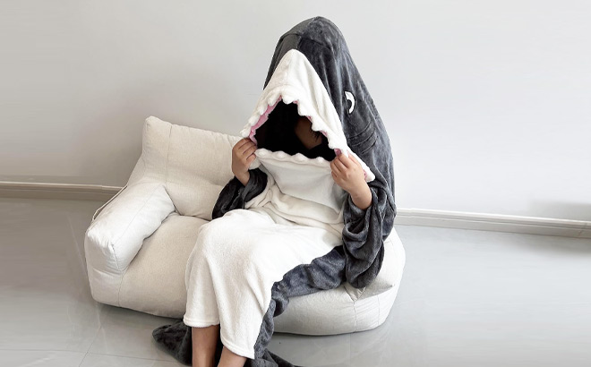 A Person Wearing Shark Wearable Blanket A Person Wearing Shark Wearable Blanket