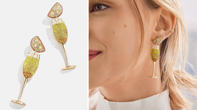 A person Wearing BaubleBar Love You A Brunch Earrings