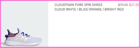 A scren shot of the checkout page for Adidas Cloudfoam Shoes A scren shot of the checkout page for Adidas Cloudfoam Shoes