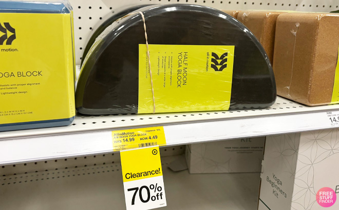 All In Motion Half Moon Yoga Block on Store Shelf All In Motion Half Moon Yoga Block on Store Shelf