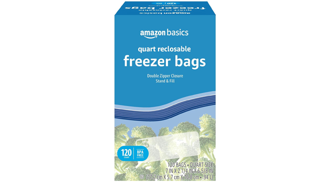 Amazon Basics Reclosable 120 count Freezer Quart Bag Amazon Basics Reclosable 120 count Freezer Quart Bag