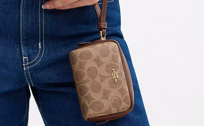 Coach Outlet Pouch Wristlet In Signature Canvas Coach Outlet Pouch Wristlet In Signature Canvas