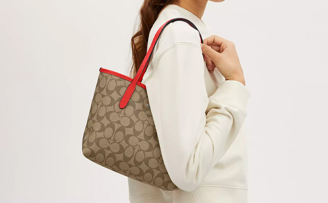 Coach Outlet Small City Tote In Signature Canvas