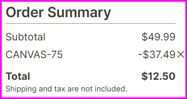 Custom Canvas Print Checkout Custom Canvas Print Checkout