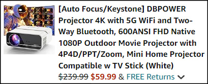 DBPower Projector 4K with 5G WiF Checkouti DBPower Projector 4K with 5G WiF Checkouti