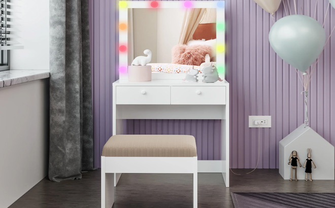 Ember Interiors Kids Vanity Table and Chair Set Ember Interiors Kids Vanity Table and Chair Set