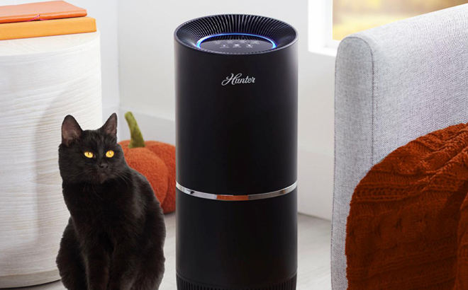 Hunter HP670 Large Tower True HEPA Air Purifier in a Room Hunter HP670 Large Tower True HEPA Air Purifier in a Room