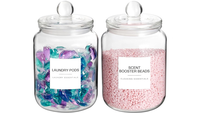 Laundry Glass Jars 2 Pack Laundry Glass Jars 2 Pack